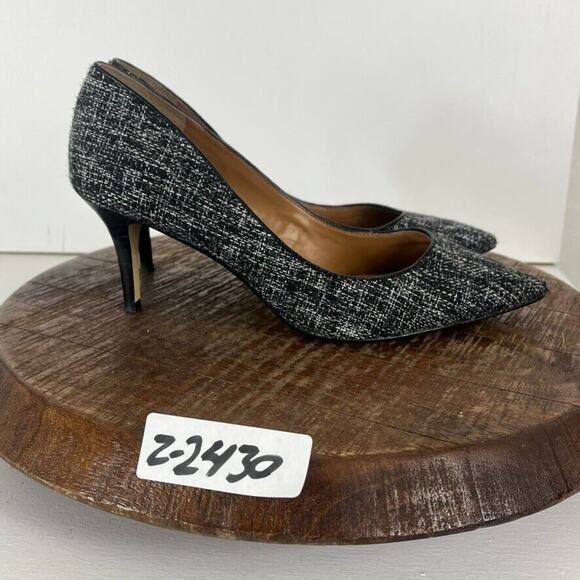 Banana Republic Heels Pumps Womens 8.5 Black White Tweed Fabric Leather - Picture 12 of 12